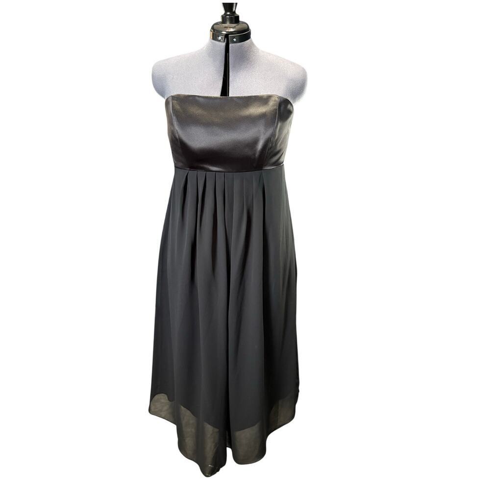 Alfred Sung LBD Black evening cocktail dress tea length strapless Size 10